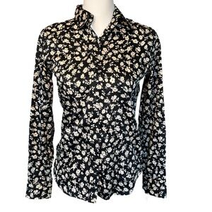 Vintage Lauren Ralph Lauren Black and Cream Floral Button Down Shirt P/P NWT